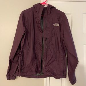 Purple north face rain jacket